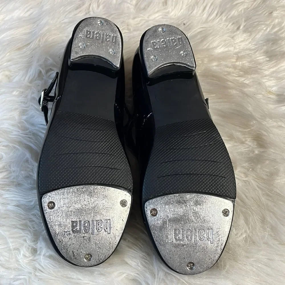 Balera Girls Black Patent Leather Tap Dance Shoes Size 4.5